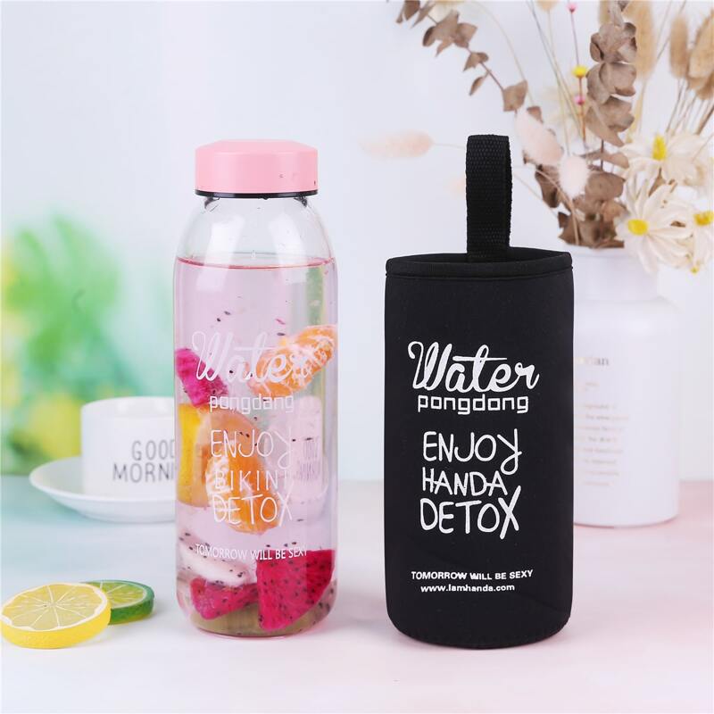 

1pc Slogan Graphic Water Bottle With Cloth Cover