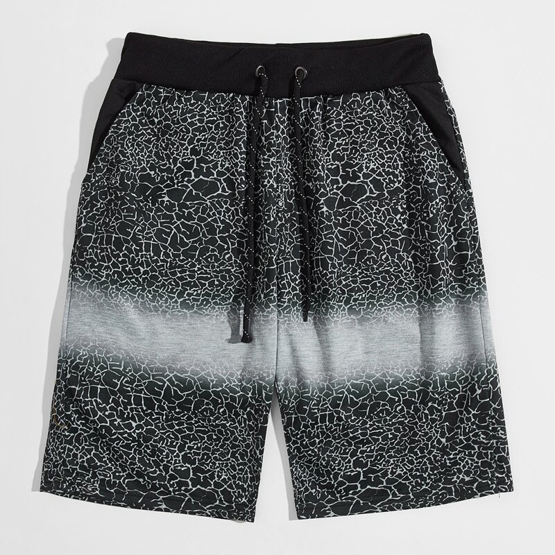 

Guys All Over Print Drawstring Waist Shorts, Black