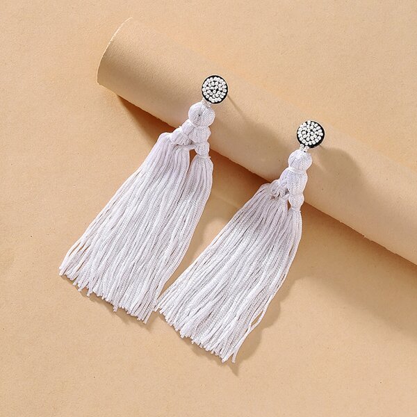 

Tassel Drop Earrings, White