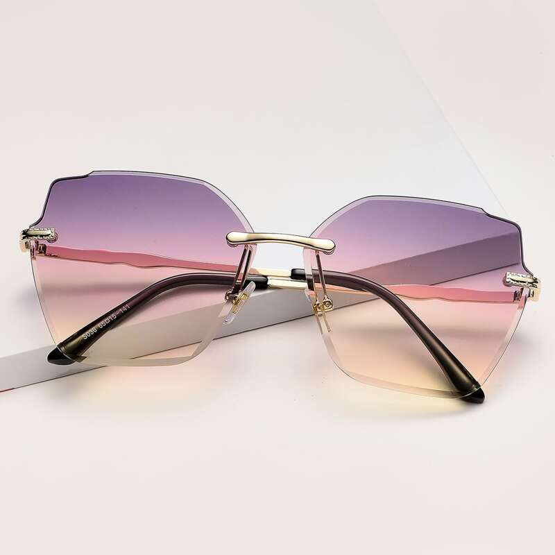 

Rimless Polygon Frame Sunglasses, Multicolor