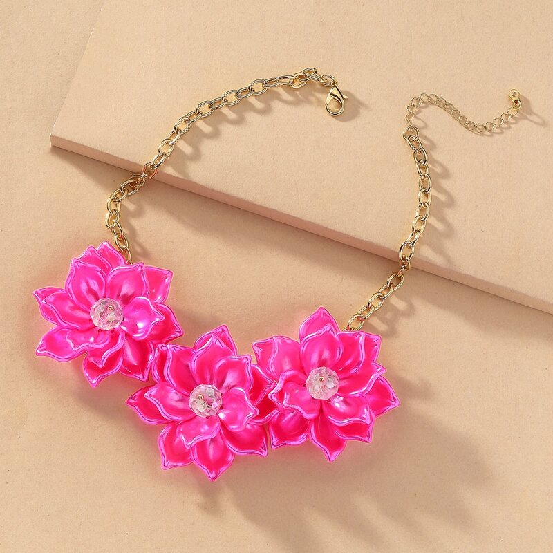 

Flower Charm Necklace, Hot pink