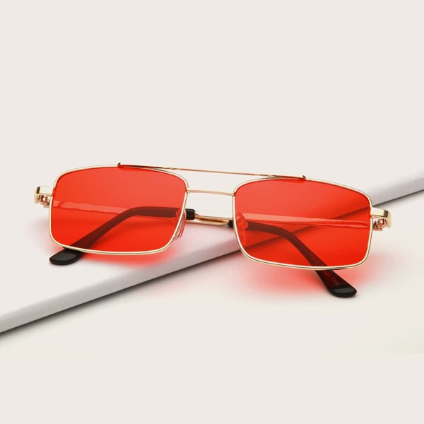 

Top Bar Metal Frame Sunglasses, Red