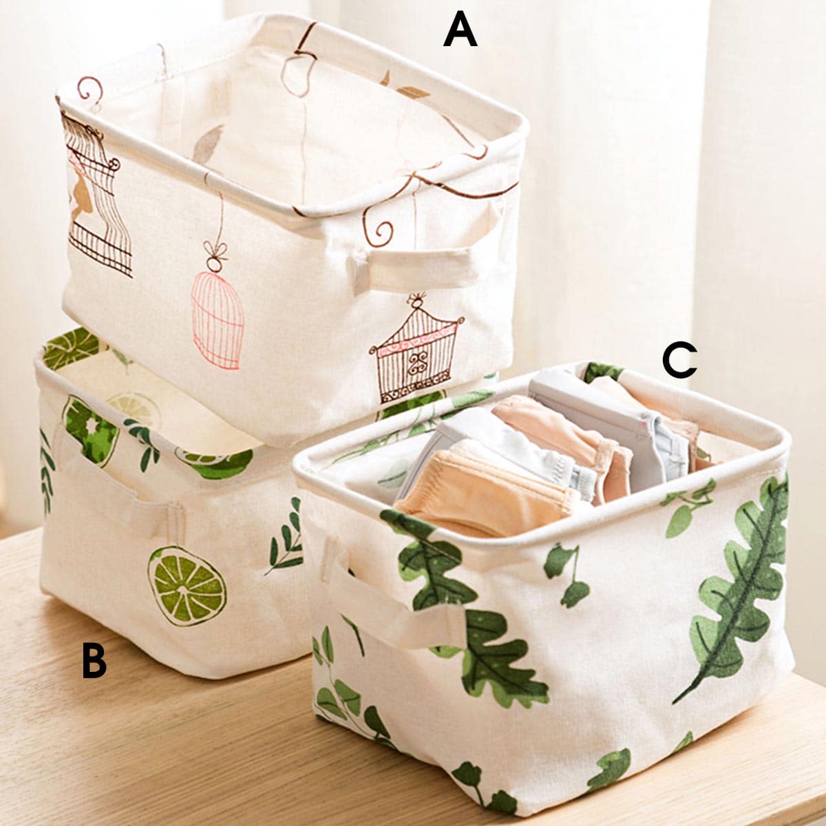 

1pc Mixed Pattern Canvas Storage Basket, Multicolor