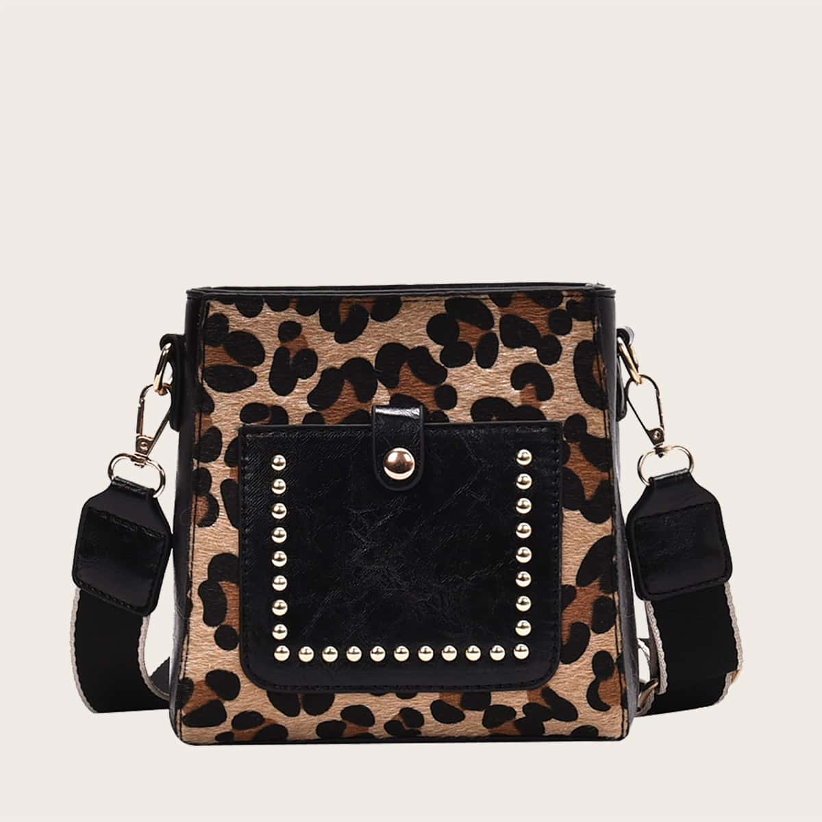 

Studded Decor Leopard Crossbody Bag, Multicolor