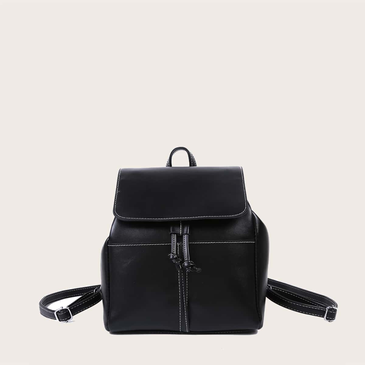

Stitch Detail Drawstring Backpack, Black