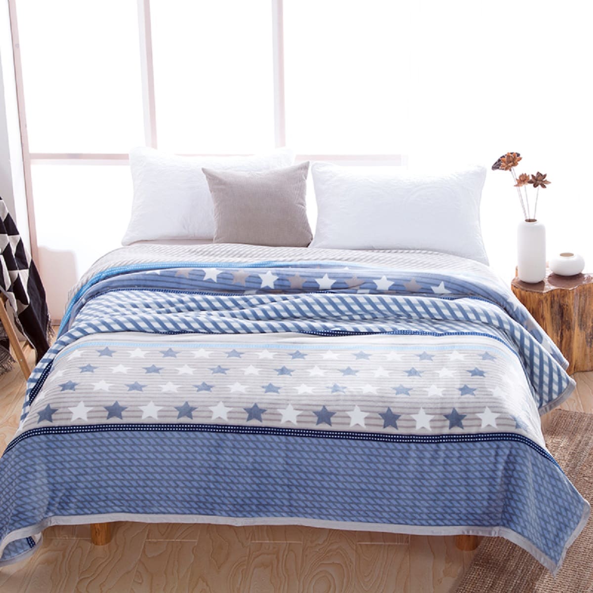 

Star Print Blanket, Blue