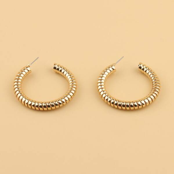 

Textured Metal Cuff Hoop Earrings, Gold