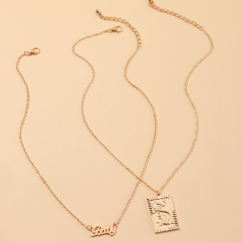 

2pcs Dragon Charm Necklace, Gold