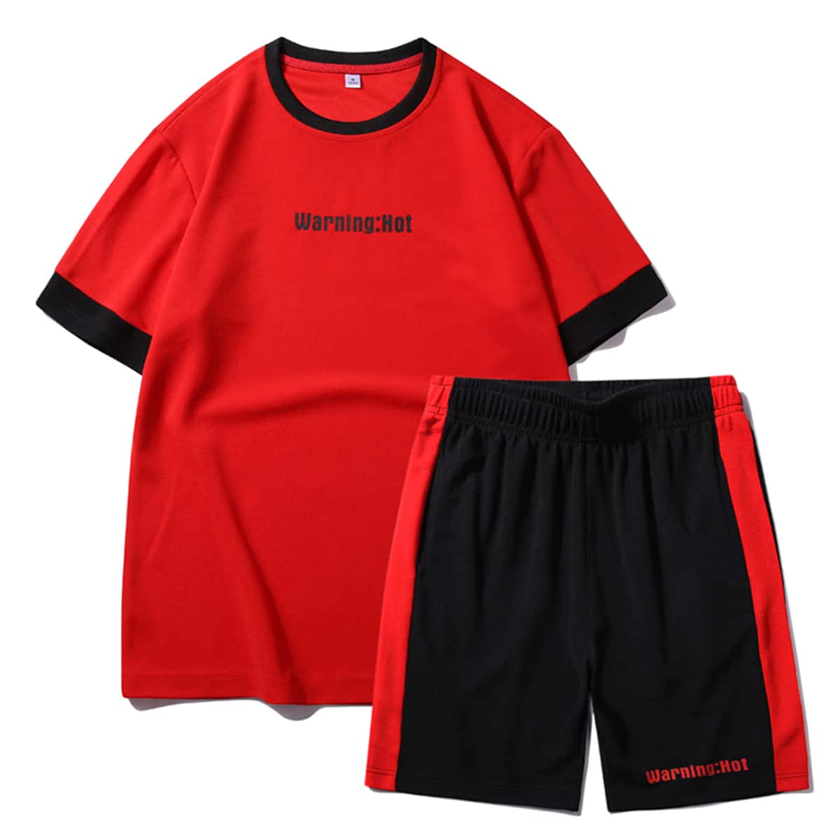 

Guys Letter Graphic Colorblock Tee With Track Shorts, Multicolor