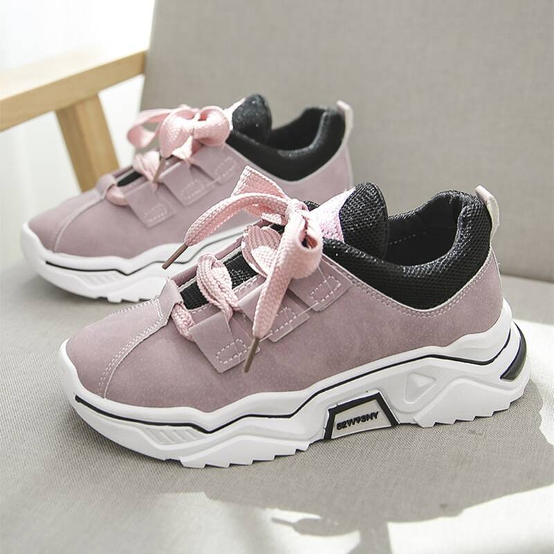 

Lace-up Front Chunky Sneakers, Pink