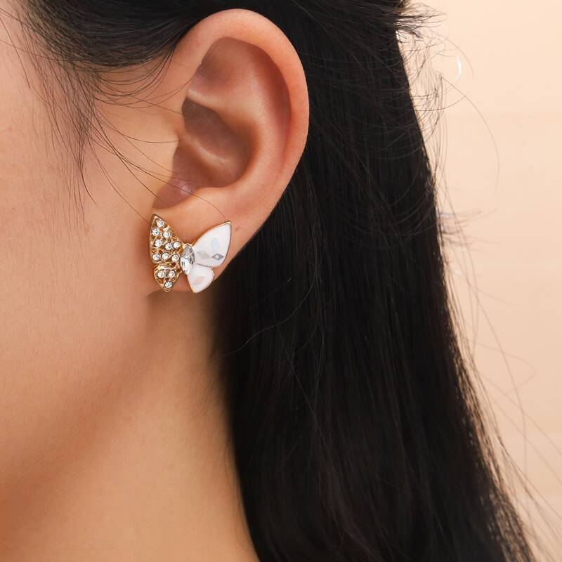 

Butterfly Stud Earrings, White