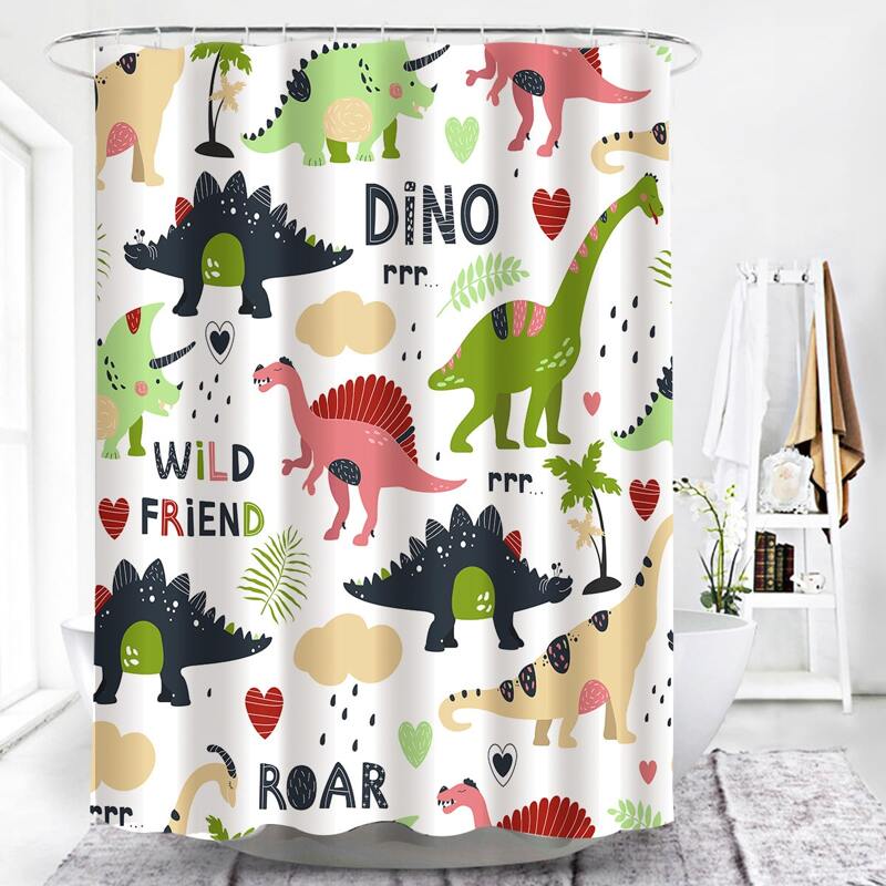 

Cartoon Graphic Shower Curtain With 12hooks, Multicolor