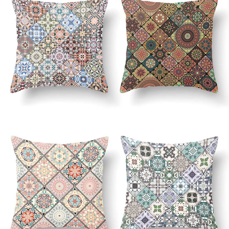 

1pc Damask Print Cushion Cover Without Filler, Multicolor