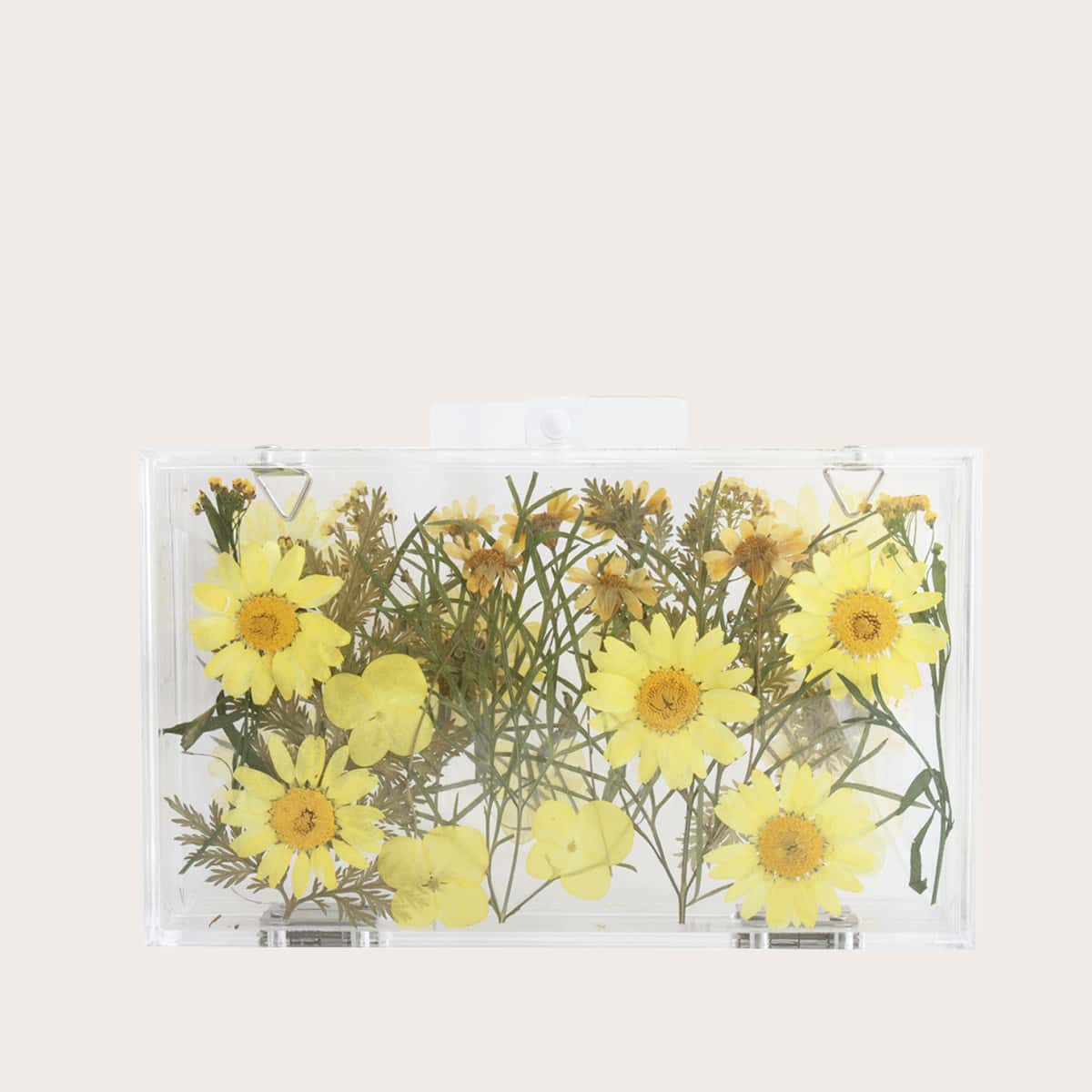 

Floral Graphic Clear Clutch Bag, Yellow