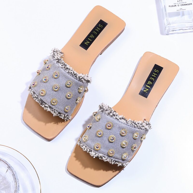 

Faux Pearl Studded Sliders, Blue