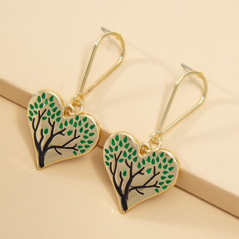 

Tree Pattern Drop Earrings, Gold