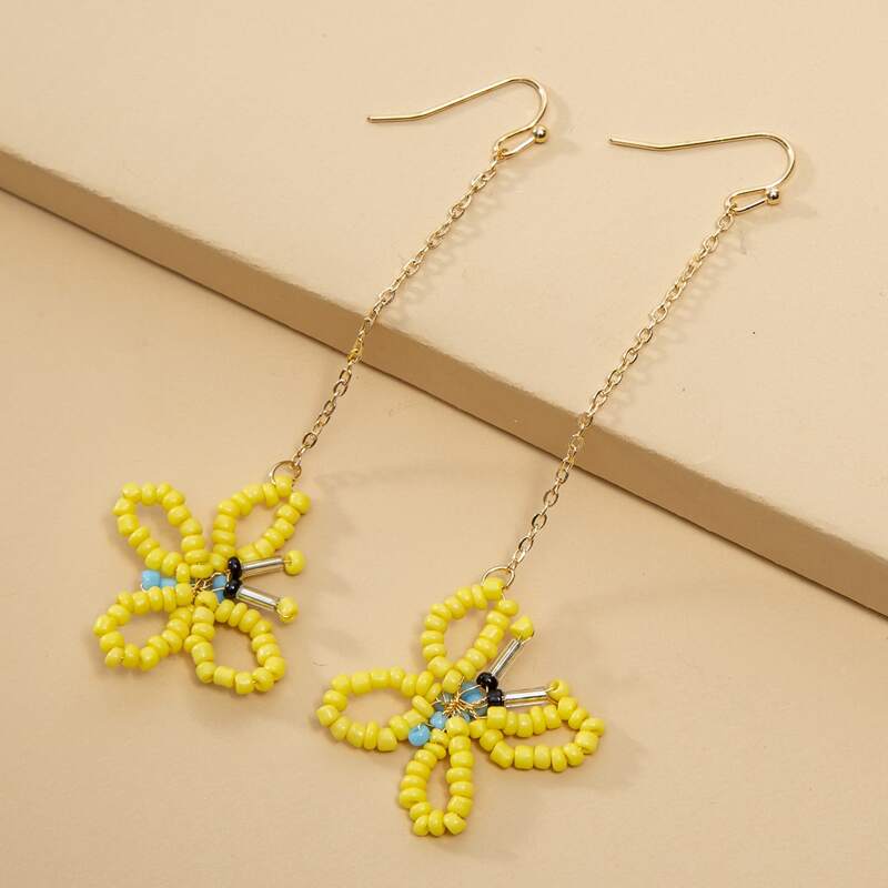 

Butterfly Charm Drop Earrings, Yellow