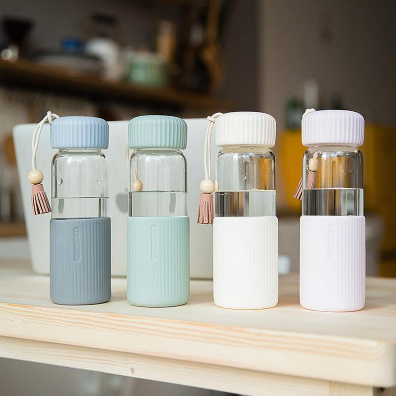 

1pc Tassel Glass Bottle, Multicolor