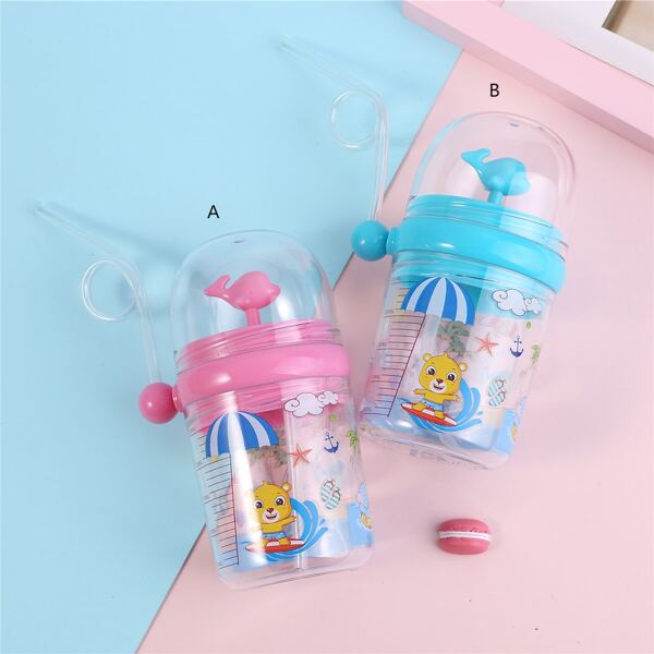 

1шт прозрачная бутылка для воды с соломинкой, Многоцветный