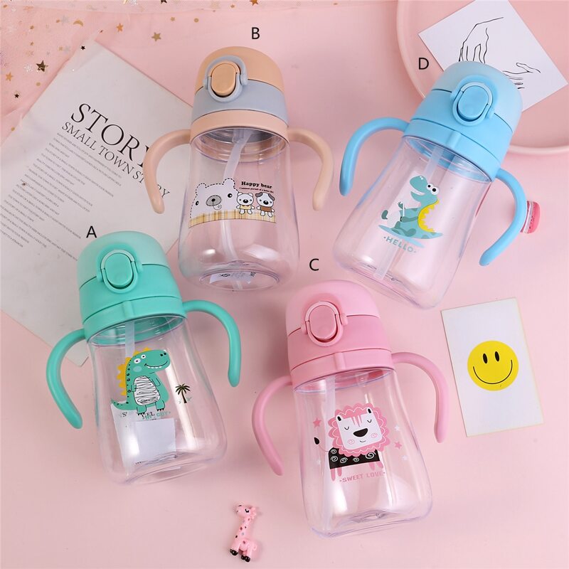

1pc Cartoon Graphic Clear Straw Bottle, Multicolor