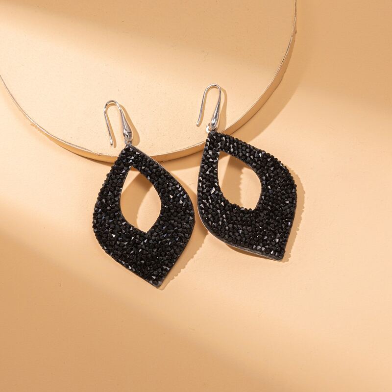 

Rhinestone Drop Earrings, Black