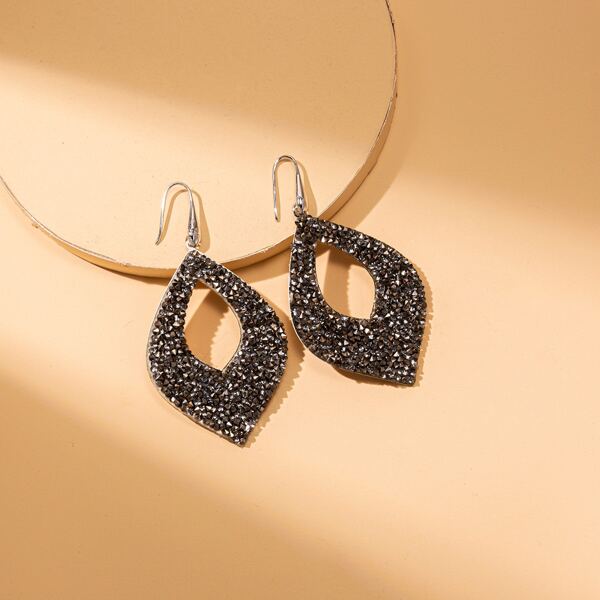 

Серьги-подвески со стразами, Чёрный