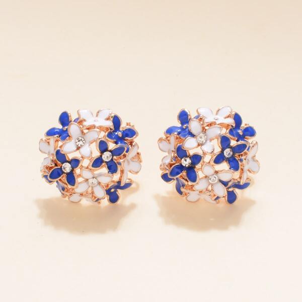 

Rhinestone Flower Earrings, Multicolor