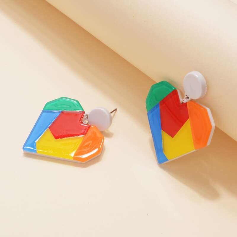 

Heart Drop Earrings, Multicolor