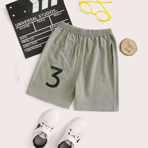 

Toddler Boys Letter Graphic Shorts, Grey