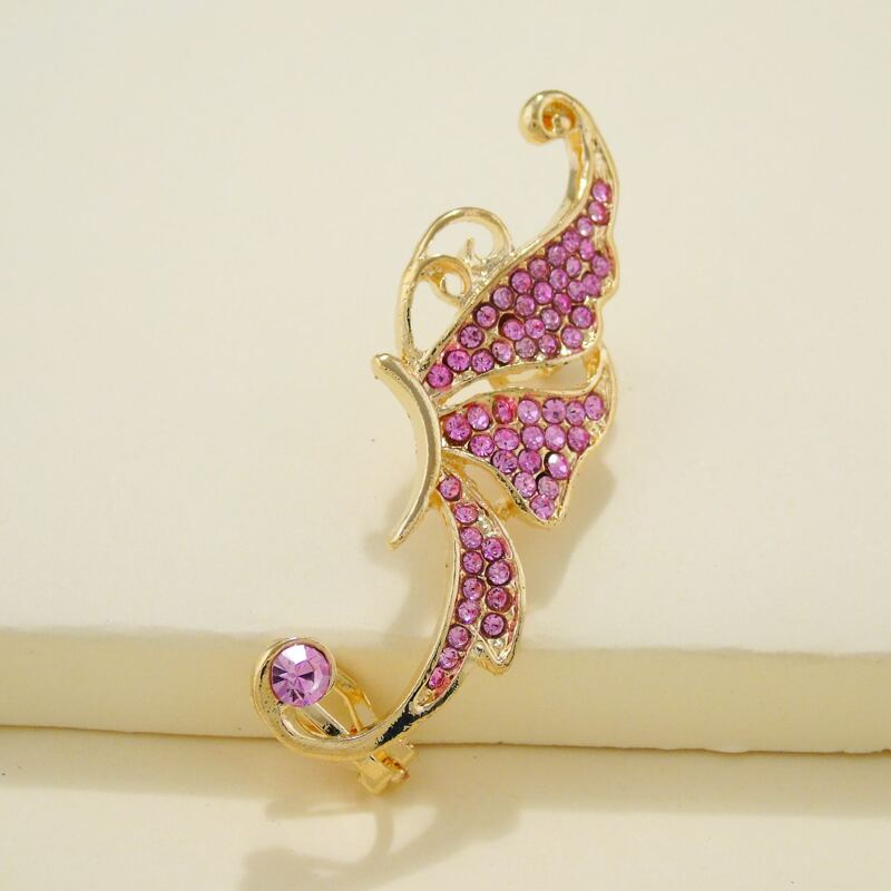 

Rhinestone Butterfly Earrings, Pink