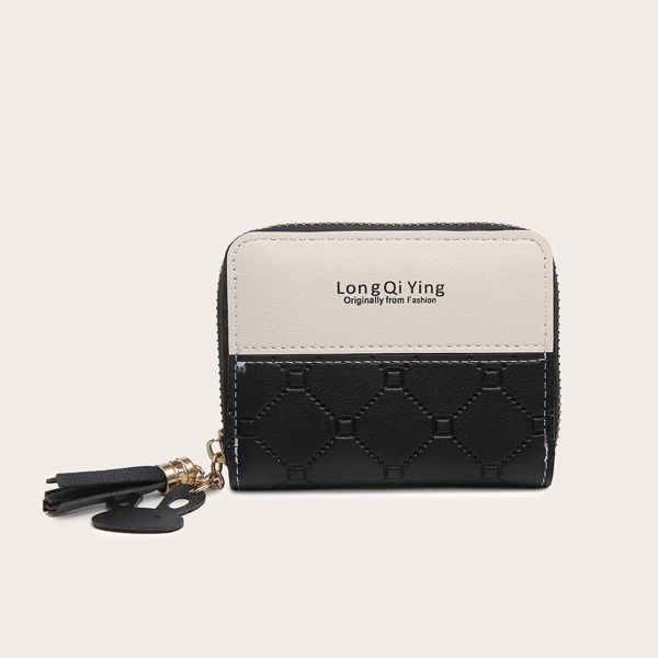 

Letter Graphic Colorblock Purse, Black and white