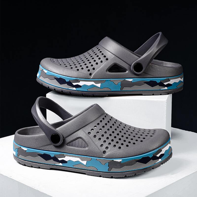 

Guys Round Toe Hollow Out Sliders, Grey