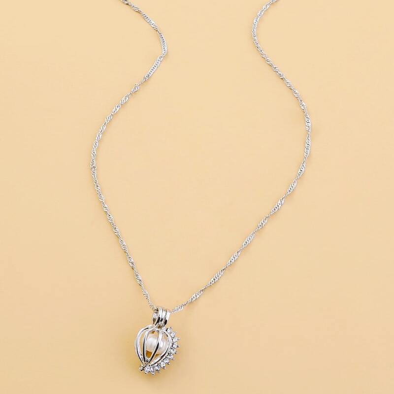 

Pearl Charm Necklace, Silver