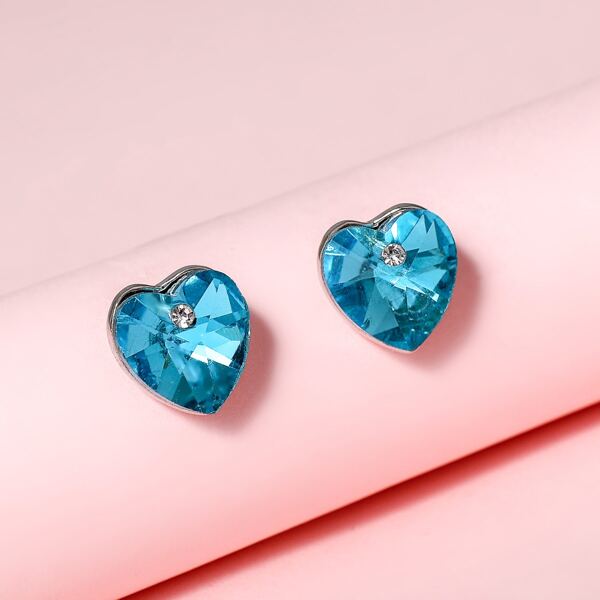 

Heart Stud Earrings, Blue