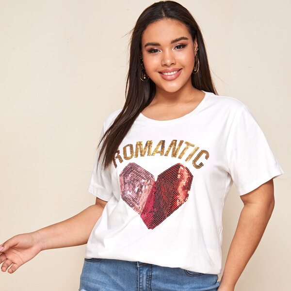 

Топ с блестками размера плюс, Белый