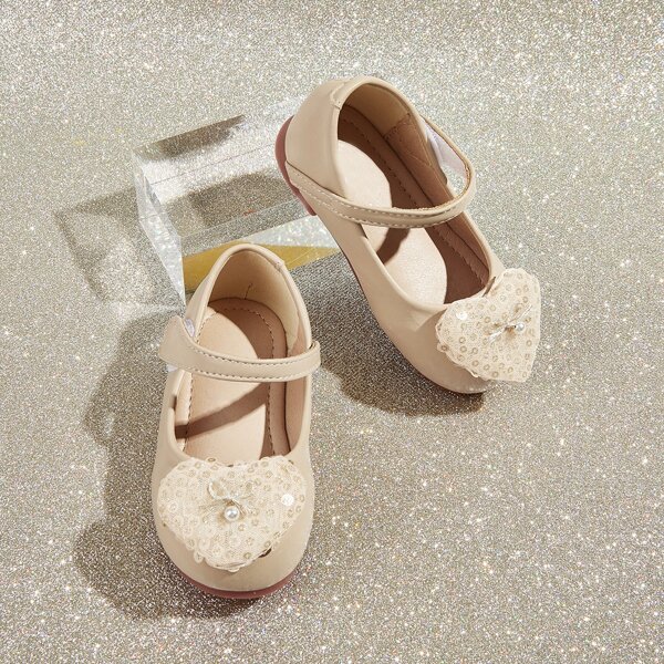 

Toddler Girls Heart Appliques Flats, Apricot