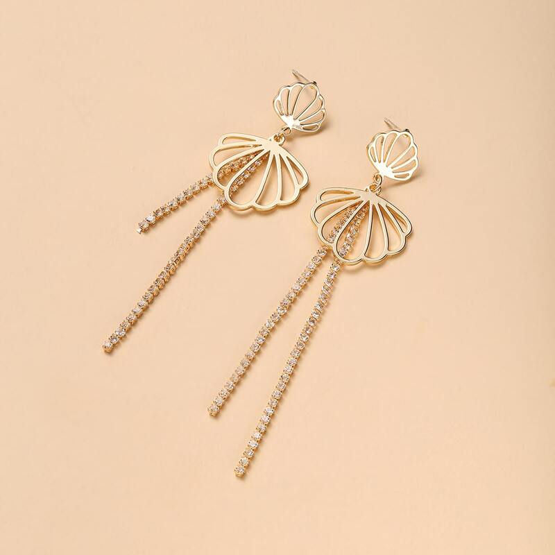

Rhinestone Tassel Drop Earrings, Gold