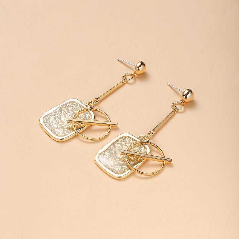 

Geometric Charm Drop Earrings, Gold
