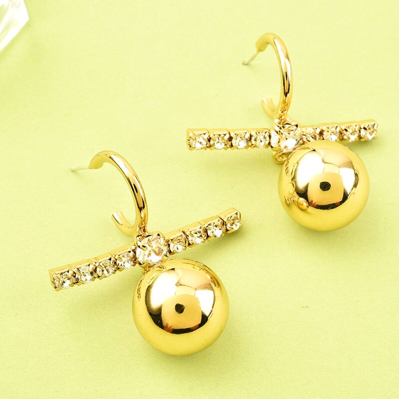 

Ball Charm Drop Earrings, Gold