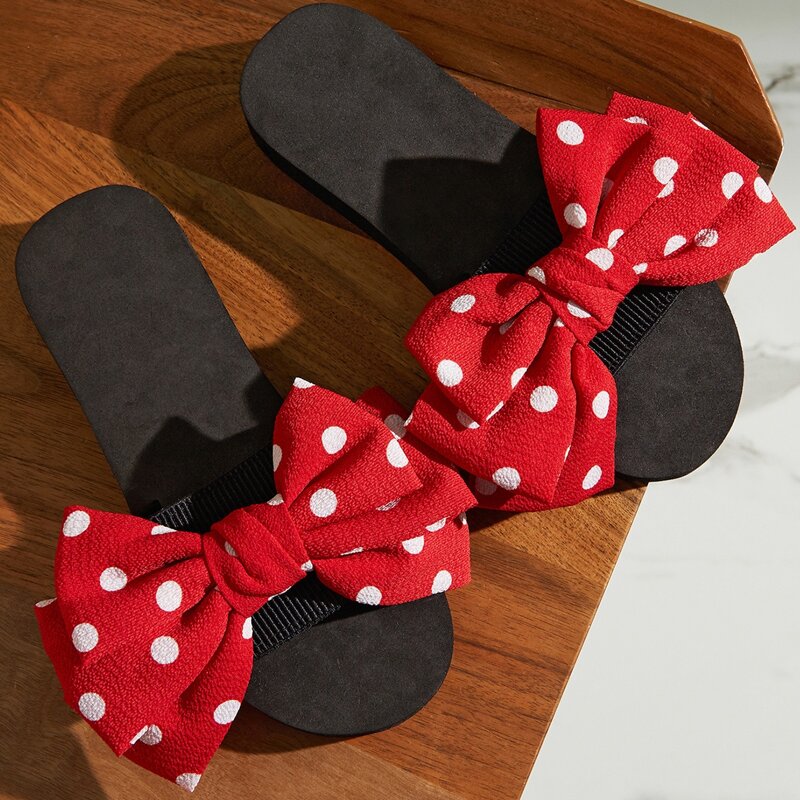 

Polka Dot Bow Decor Sliders, Black