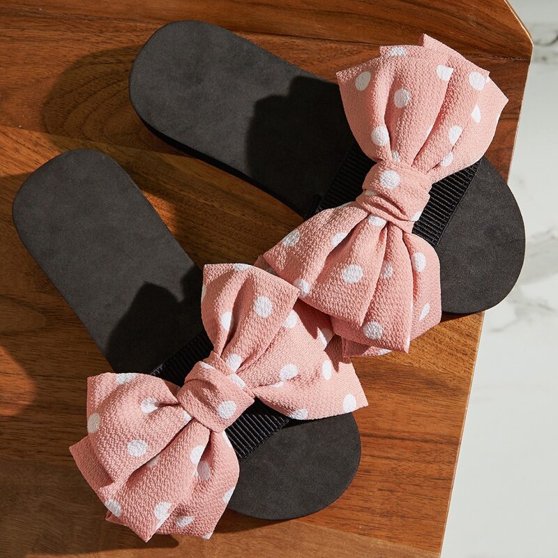 

Polka Dot Bow Decor Sliders, Black