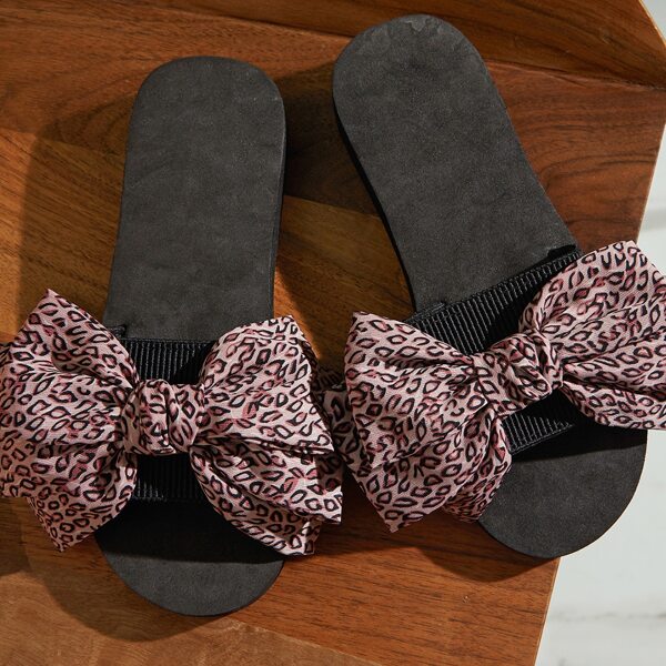 

Leopard Bow Decor Sliders, Black