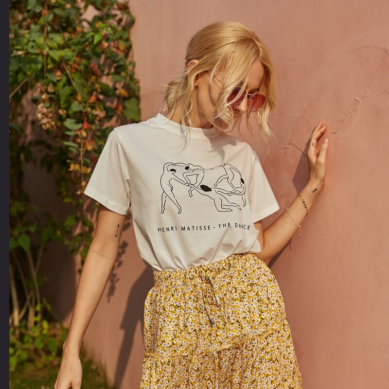 

Figure Graphic Mock Neck Tee, White
