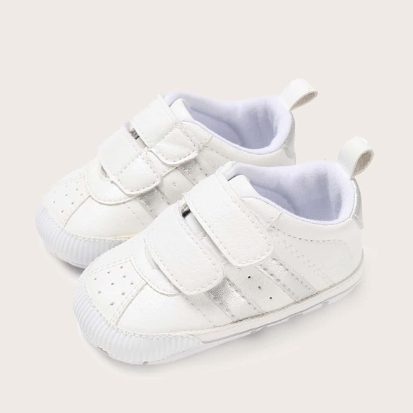 

Baby Boy Striped Graphic Velcro Strap Sneakers, White
