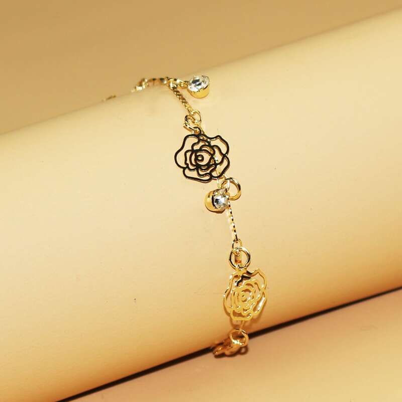 

Floral Decor Bracelet, Gold