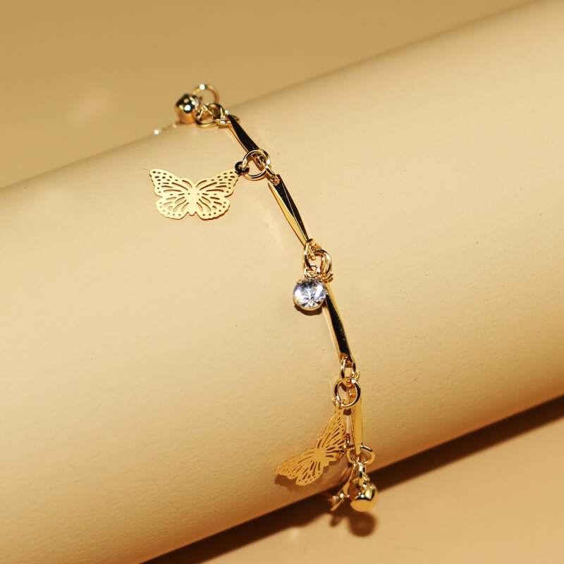 

Butterfly Charm Bracelet, Gold