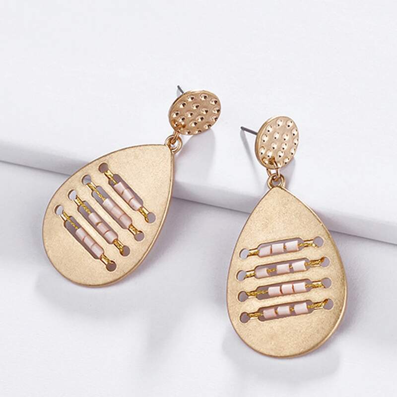 

Hollow Out Drop Earrings, Pink