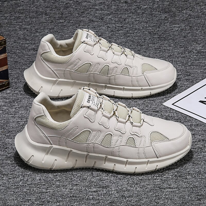 

Guys Mesh Panel Lace-up Front Sneakers, Beige