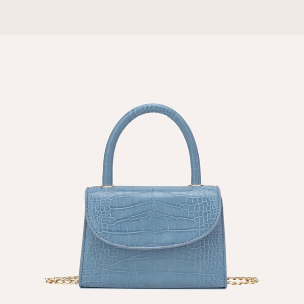 

Croc Embossed Flap Satchel Bag, Blue