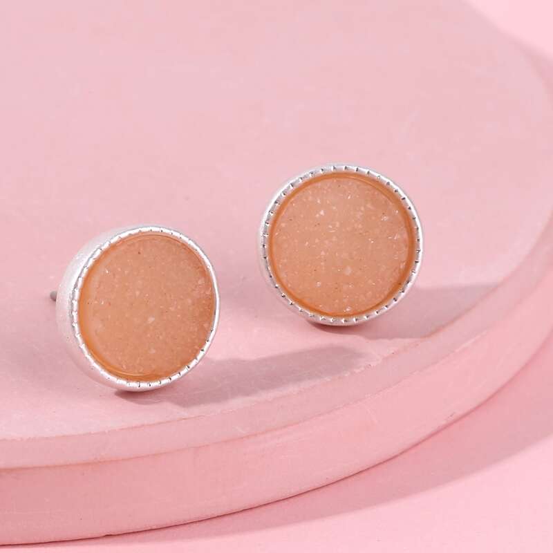 

Round Stud Earrings, Champagne